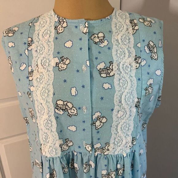 Women’s Custom Made Blue Sheep Patterned Maxi Night Gown - Picture 2 of 6